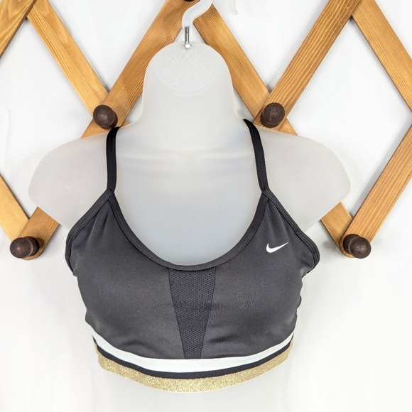Nike Dri-Fit Training Indy Gold Trim Glitter Sports Bra - Picture 3 of 6